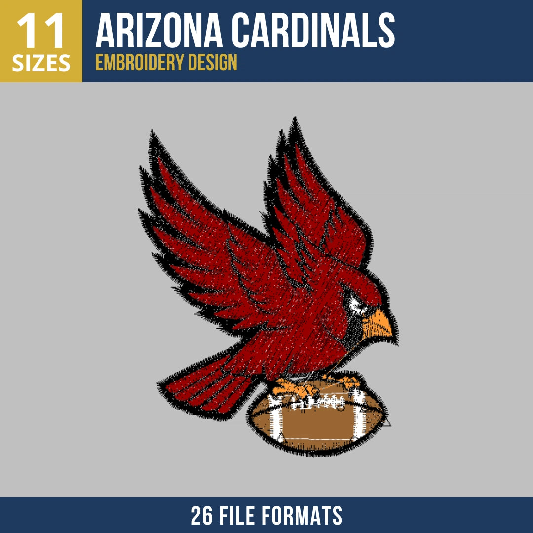 Arizona Cardinals Flying Cardinal on Football Embroidery Design