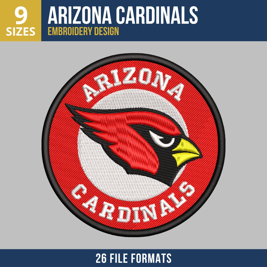 Arizona Cardinals Round Emblem Football Embroidery Design
