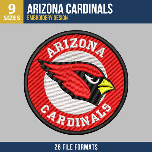 Arizona Cardinals Round Emblem Football Embroidery Design