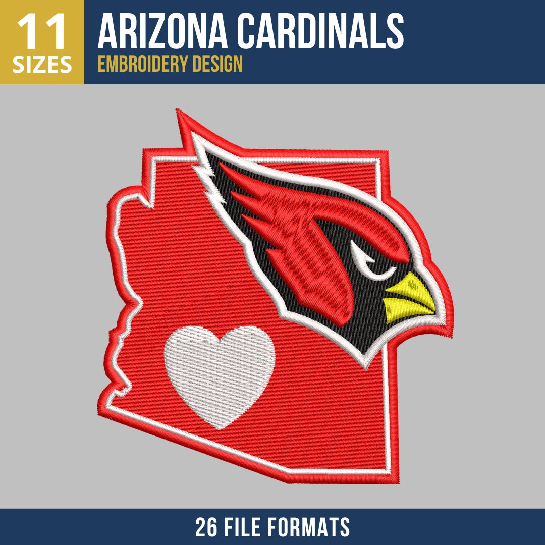 Arizona Cardinals State Pride Football Embroidery Design