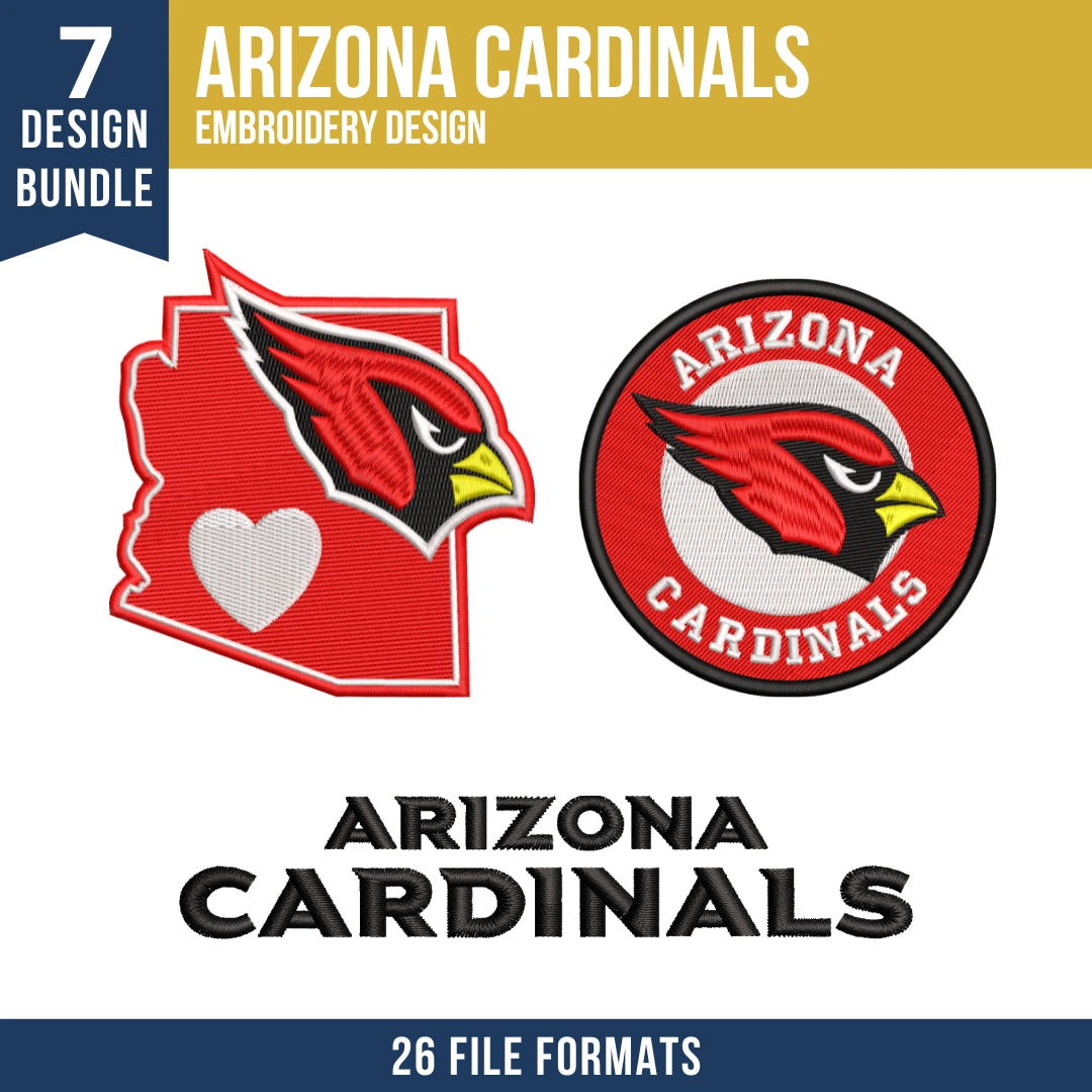  Arizona Cardinals Embroidery Design Bundle