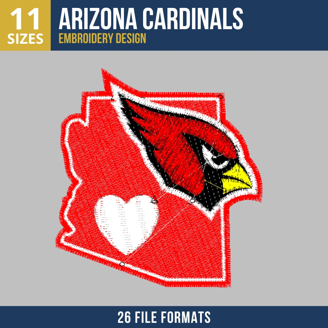 Arizona Cardinals State Pride Football Embroidery Design