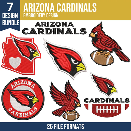 Arizona Cardinals Embroidery Design Bundle | 8 Designs