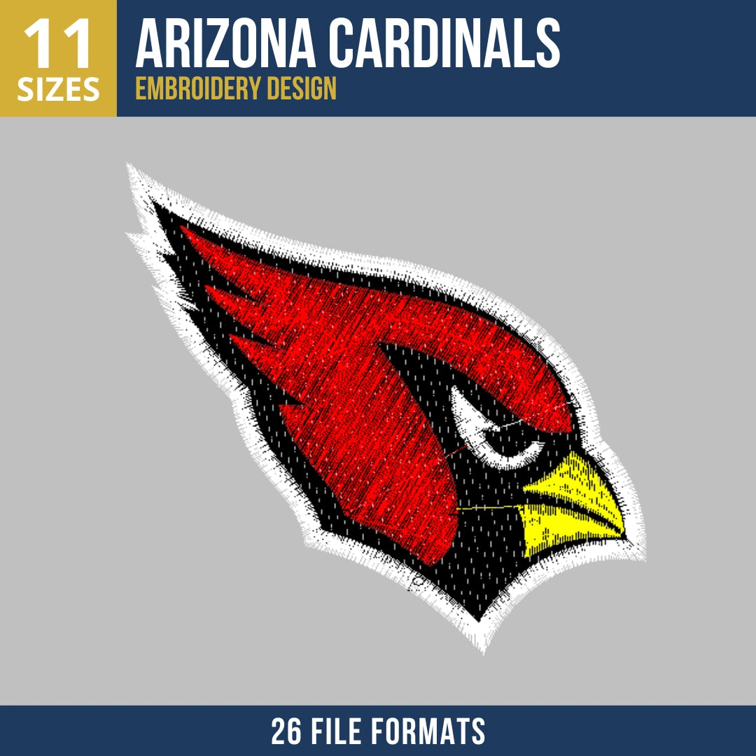 Arizona Cardinals Head Logo Football Embroidery Design