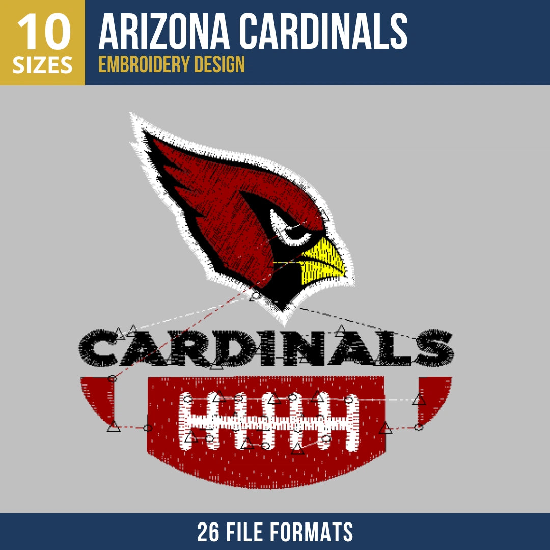 Arizona Cardinals Bird Head and Football Embroidery Design