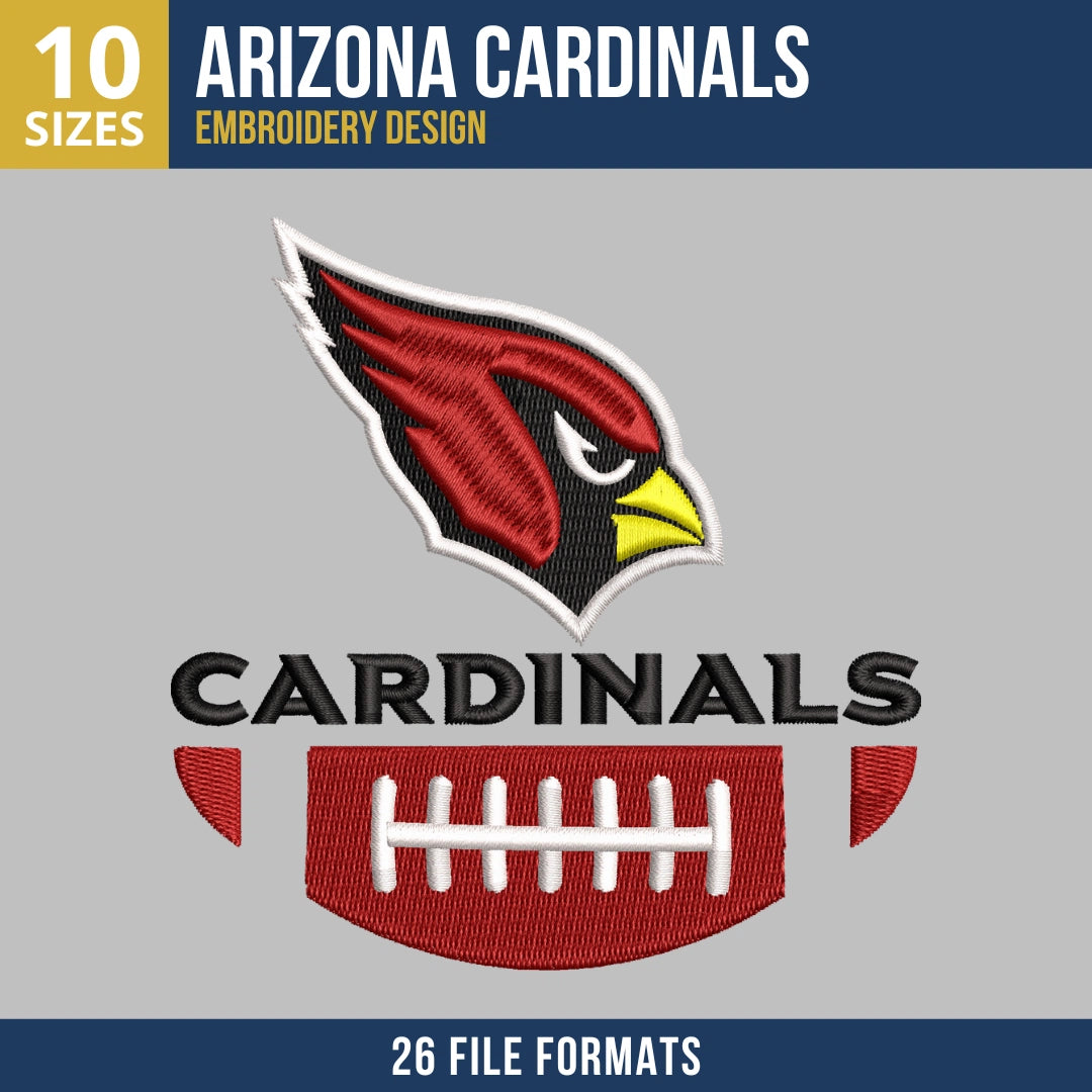Arizona Cardinals Bird Head and Football Embroidery Design