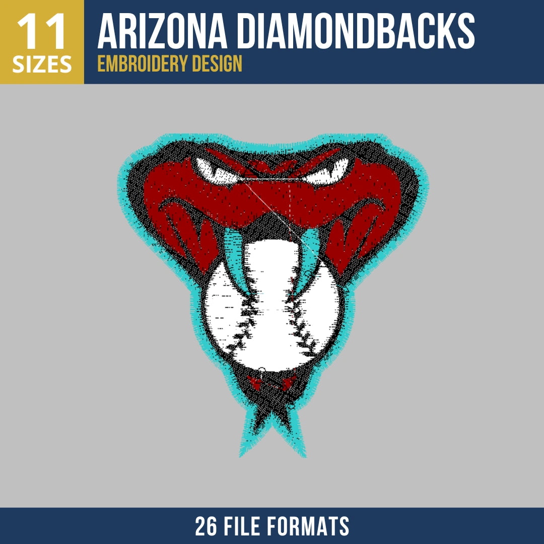 Arizona Diamondbacks Snake Head Baseball Embroidery Design