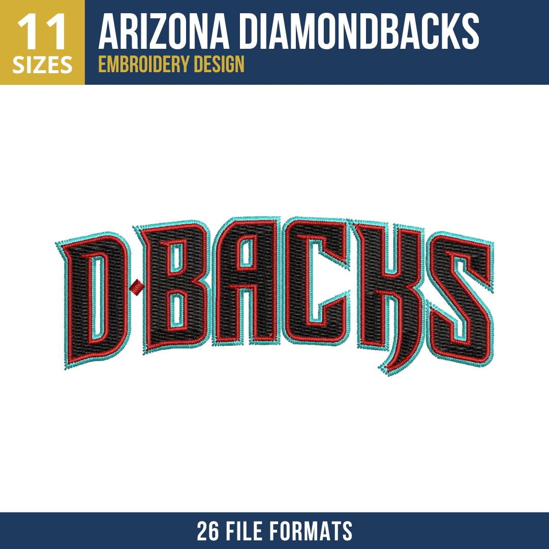 Arizona Diamondbacks D-Backs Wordmark Embroidery Design