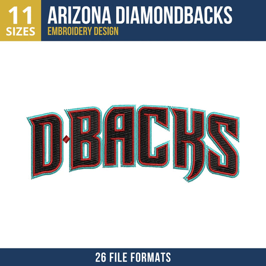 Arizona Diamondbacks D-Backs Wordmark Embroidery Design