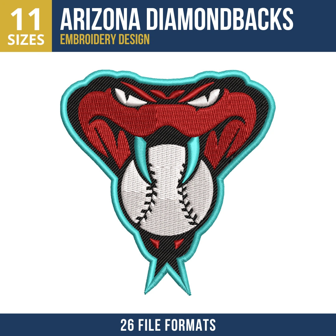Arizona Diamondbacks Snake Head Baseball Embroidery Design