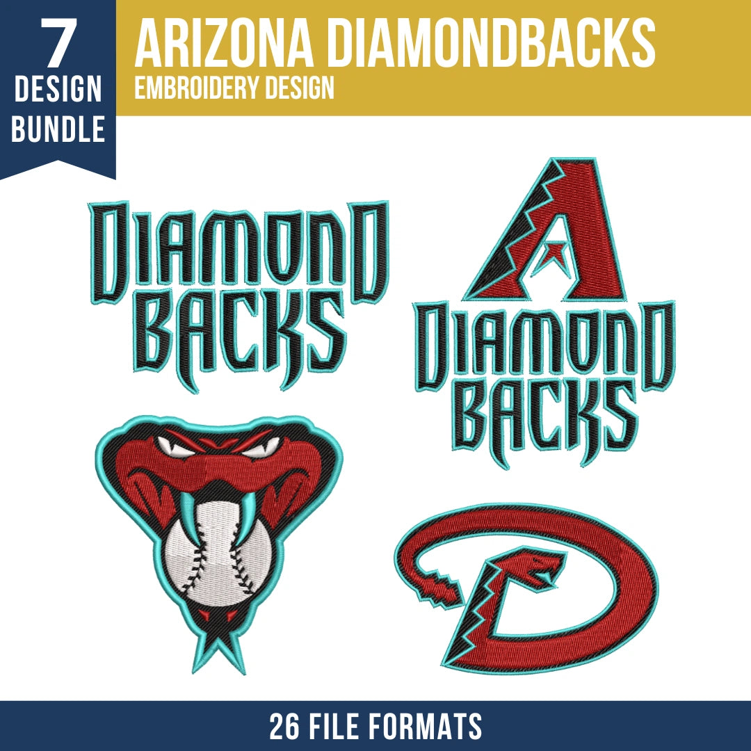 Arizona Diamondbacks Embroidery Design Bundle 