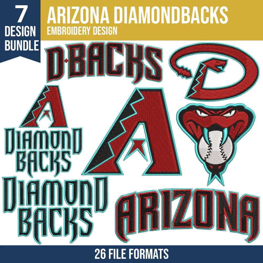 Arizona Diamondbacks Embroidery Design Bundle | 7 Designs