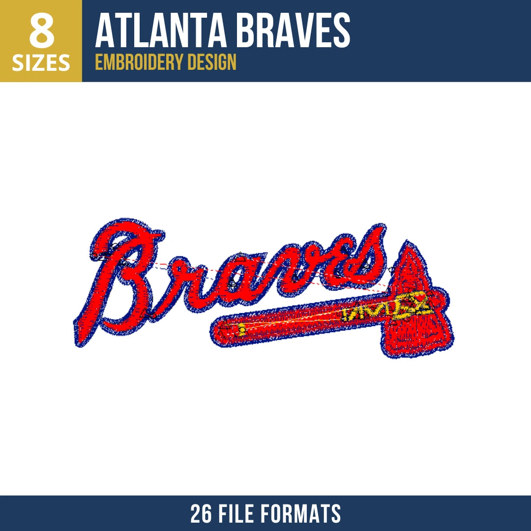 Atlanta Braves Script Tomahawk Embroidery Design