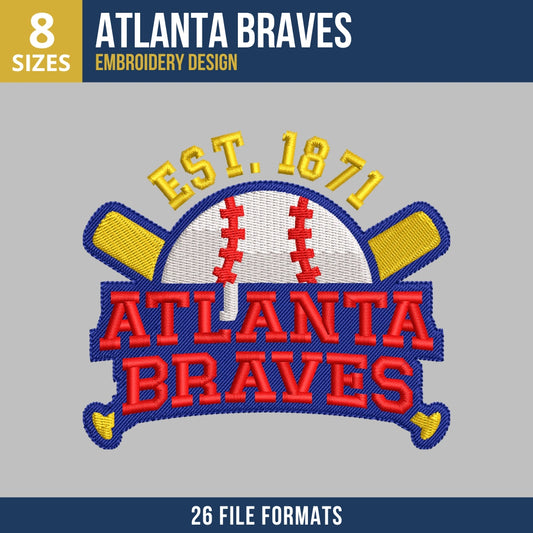 Atlanta Braves EST. 1871 Crossed Bats Badge Embroidery Design