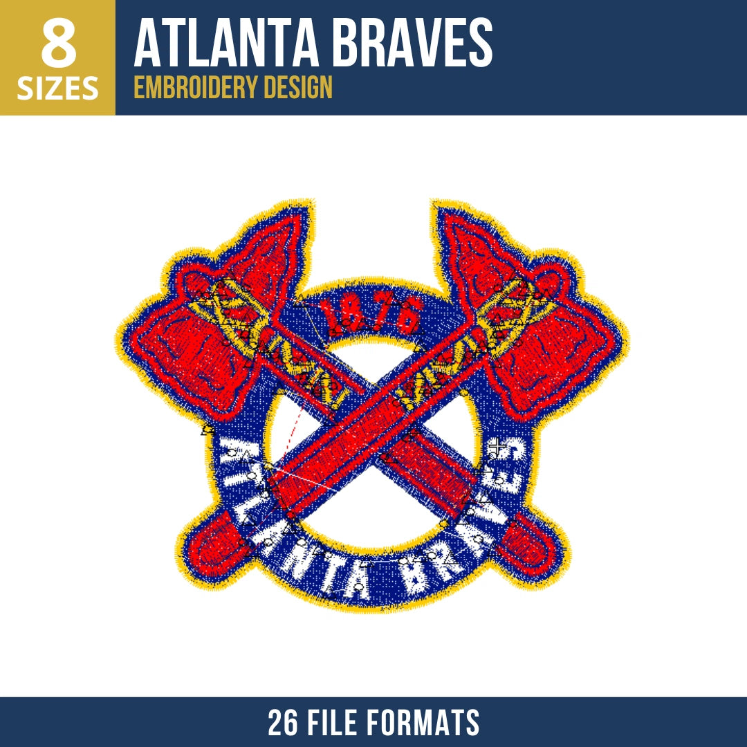 Atlanta Braves Crossed Tomahawks Circle Badge Embroidery Design