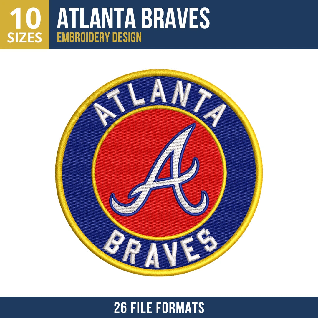 Atlanta Braves Circle Badge Embroidery Design