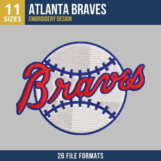 Atlanta Braves Baseball Script Embroidery Design