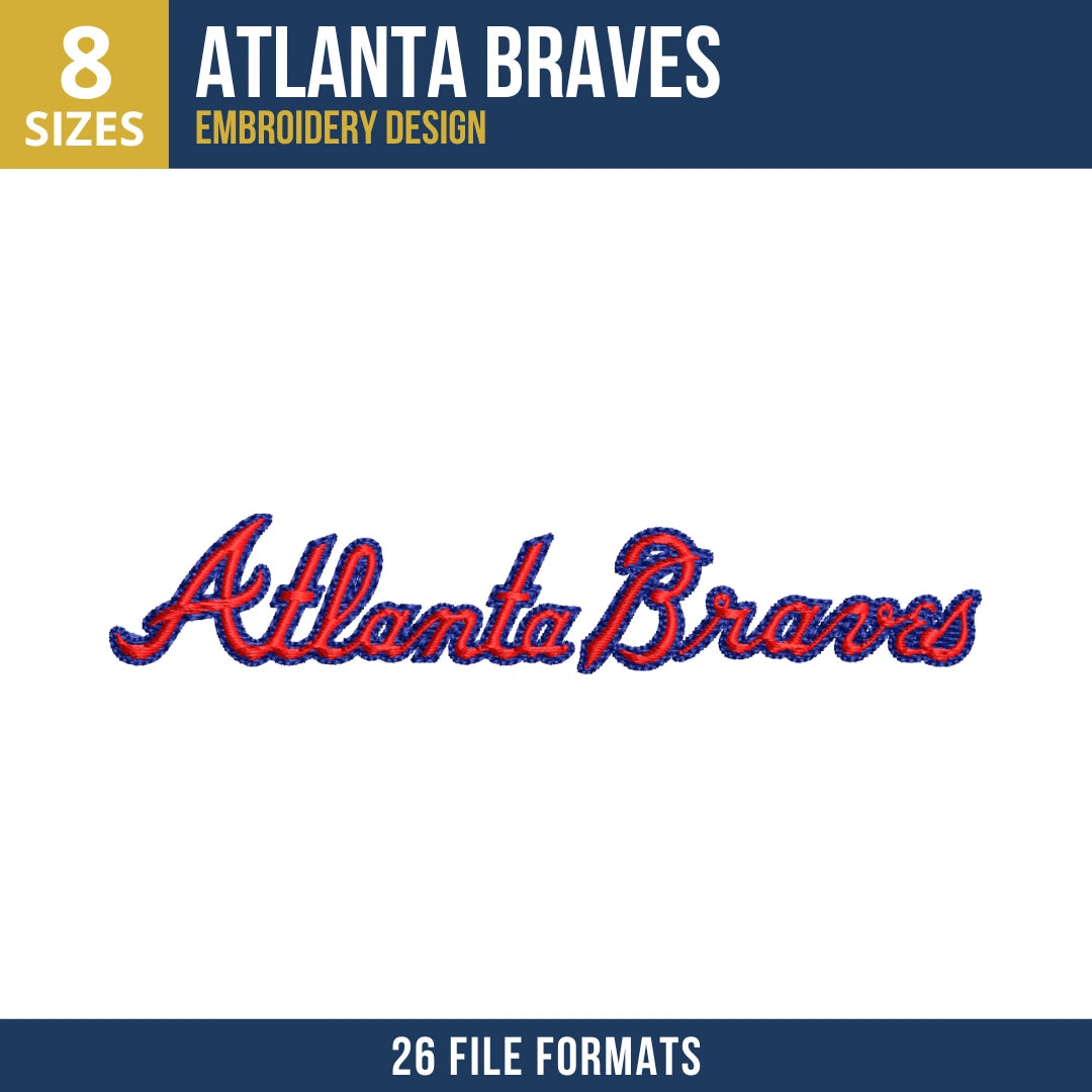 Atlanta Braves Full Script Wordmark Embroidery Design