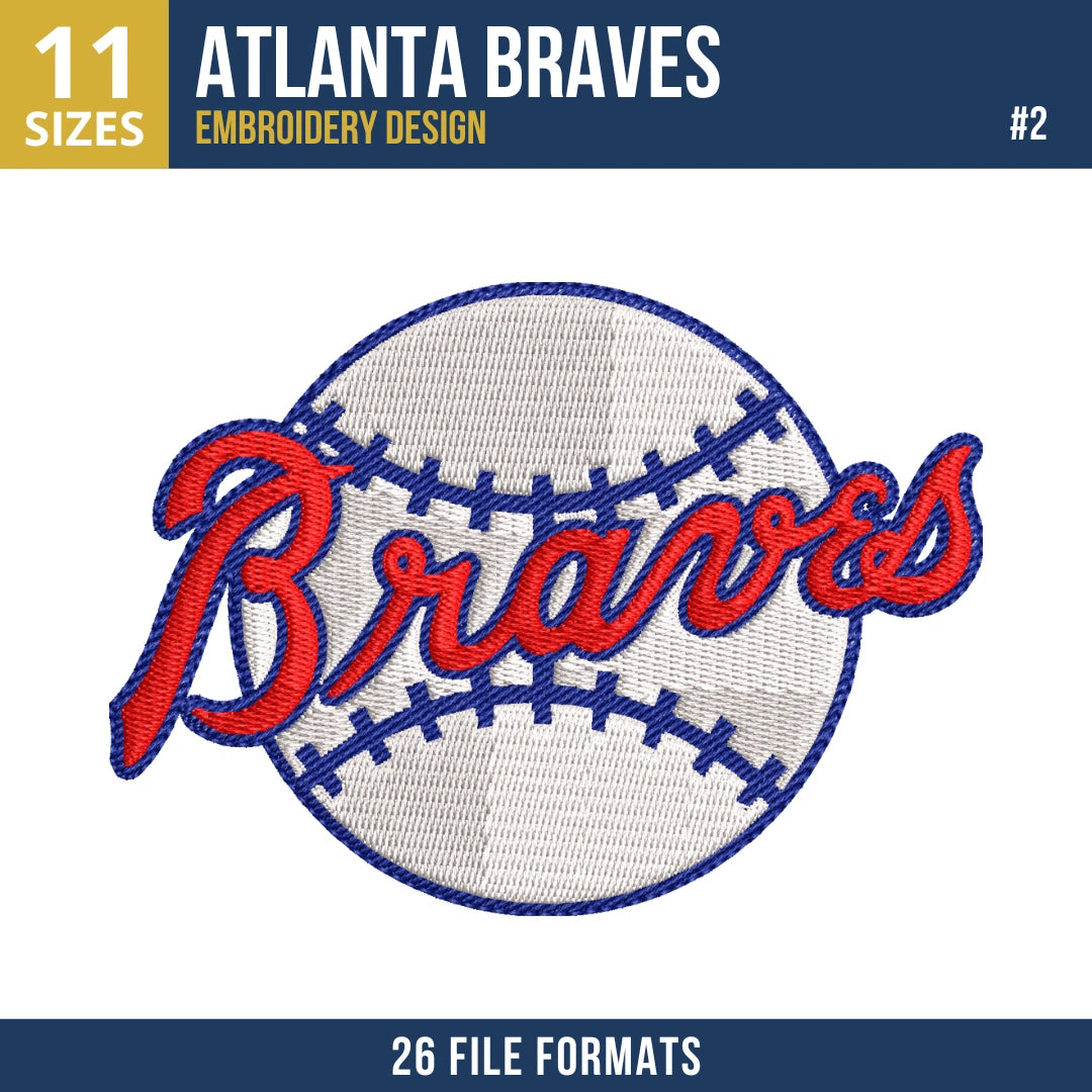 Atlanta Braves Embroidery Design Bundle – 8 MLB Designs, 26 Formats