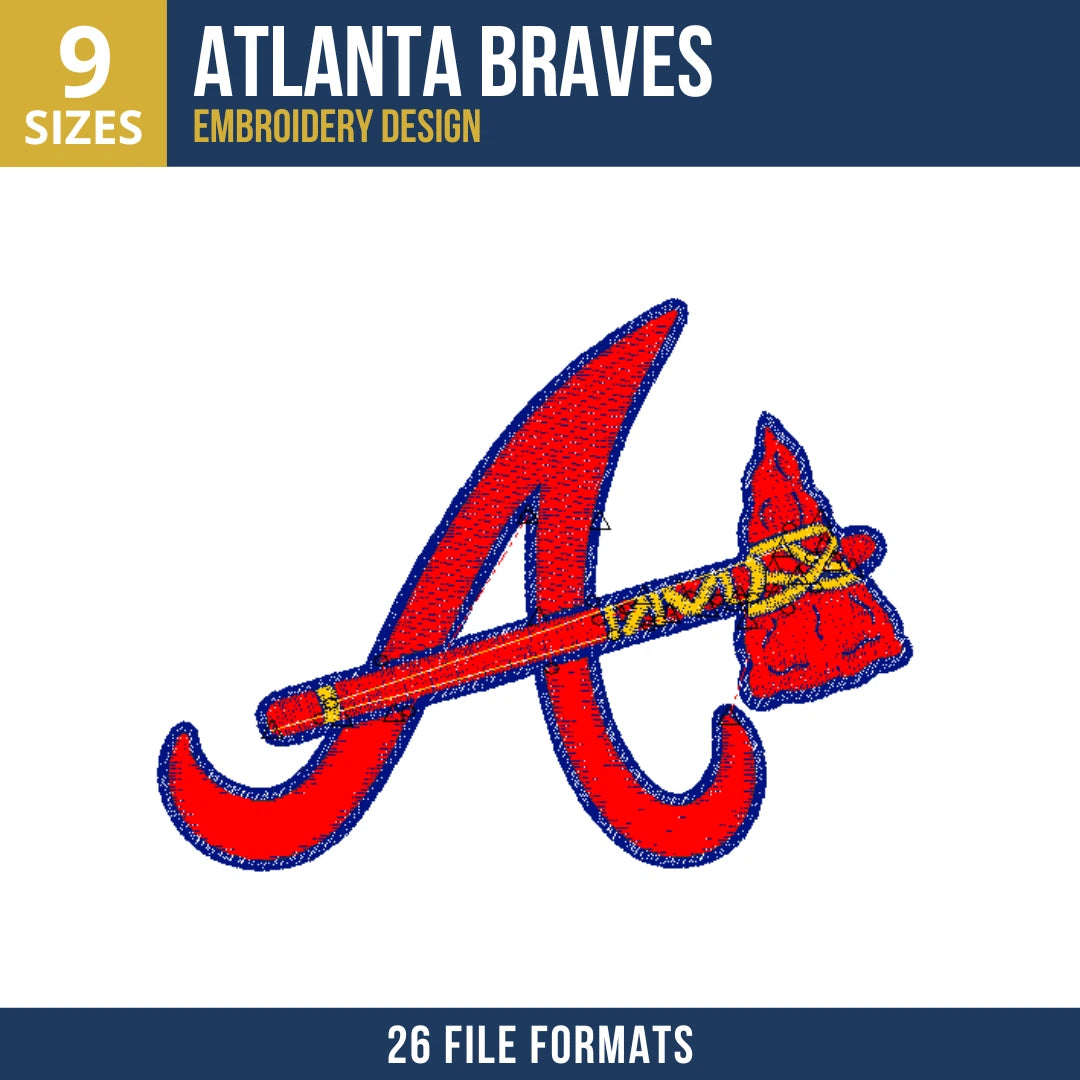 Atlanta Braves Script A Tomahawk Embroidery Design