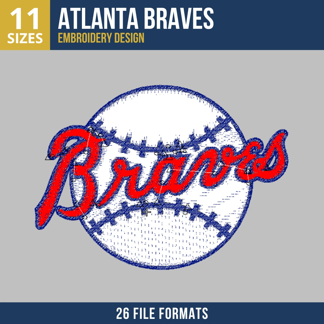 Atlanta Braves Baseball Script Embroidery Design