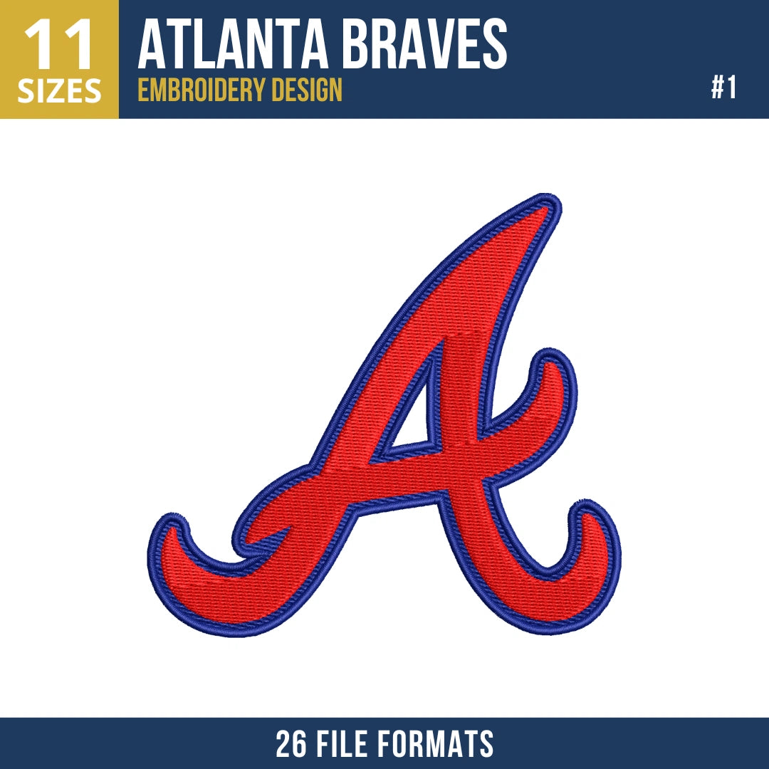Atlanta Braves Embroidery Design Bundle – 8 MLB Designs, 26 Formats