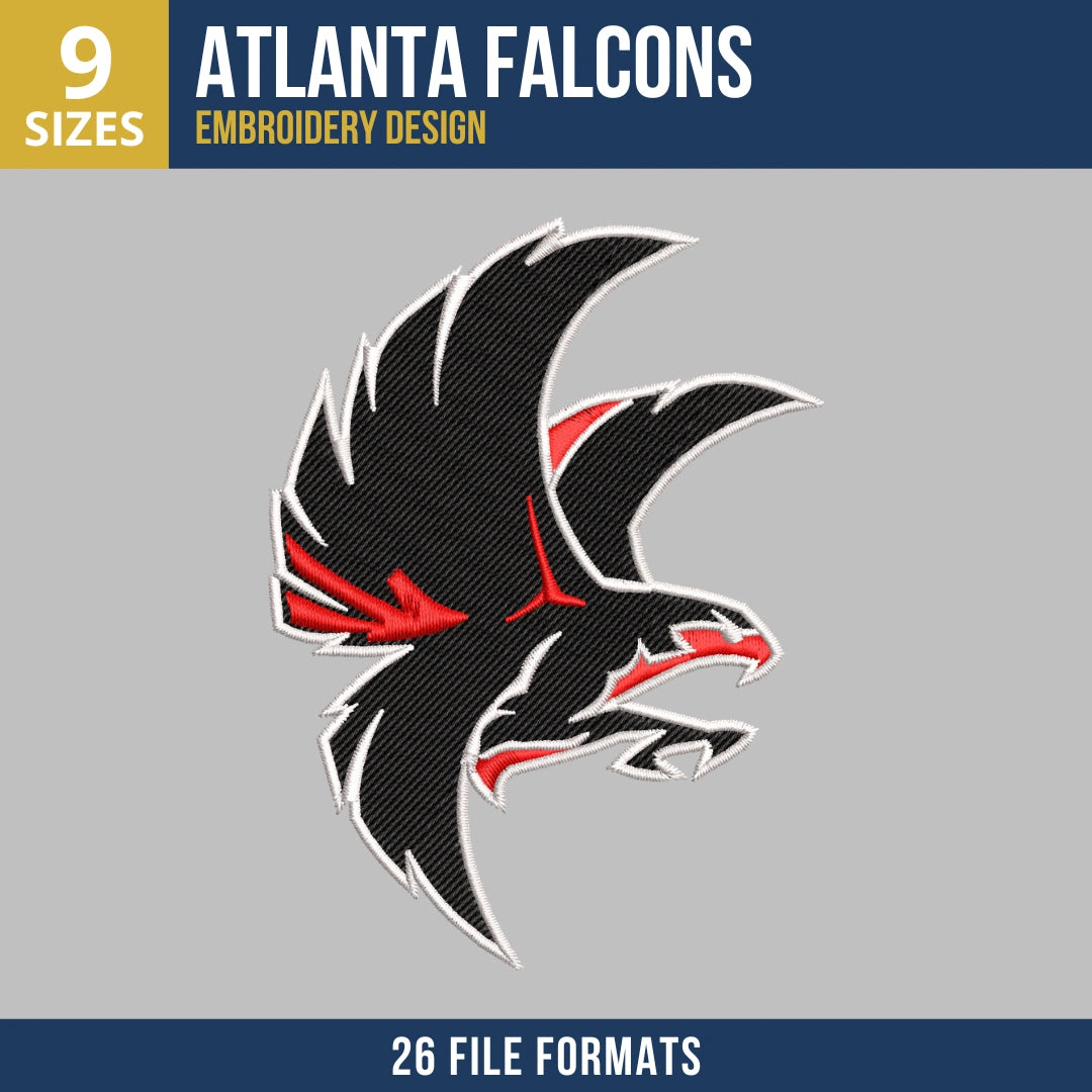 Atlanta Falcons Flying Logo Football Embroidery Design