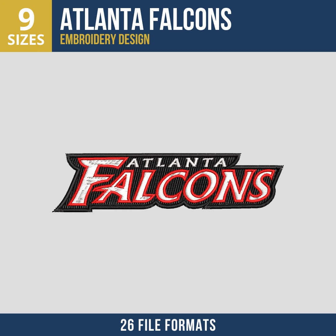 Atlanta Falcons Wordmark Badge Football Embroidery Design 