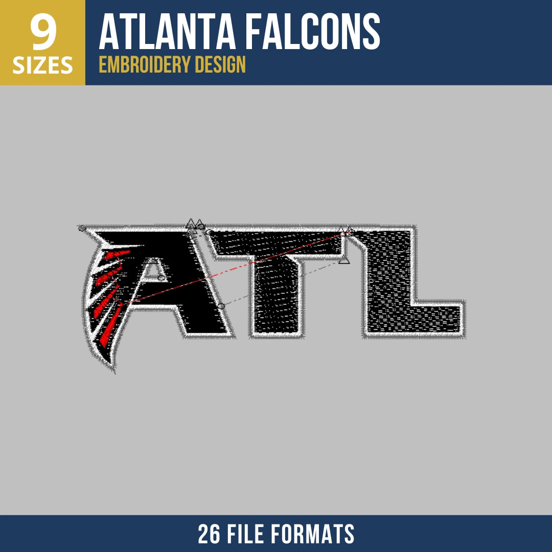 Atlanta Falcons ATL Wordmark Football Embroidery Design