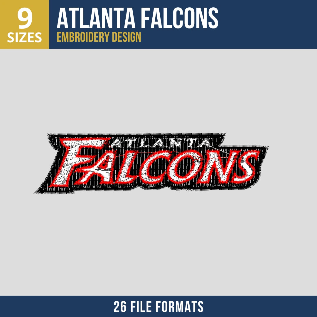 Atlanta Falcons Wordmark Badge Football Embroidery Design 