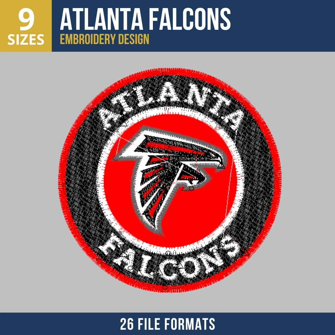 Atlanta Falcons Circle Badge Football Embroidery Design