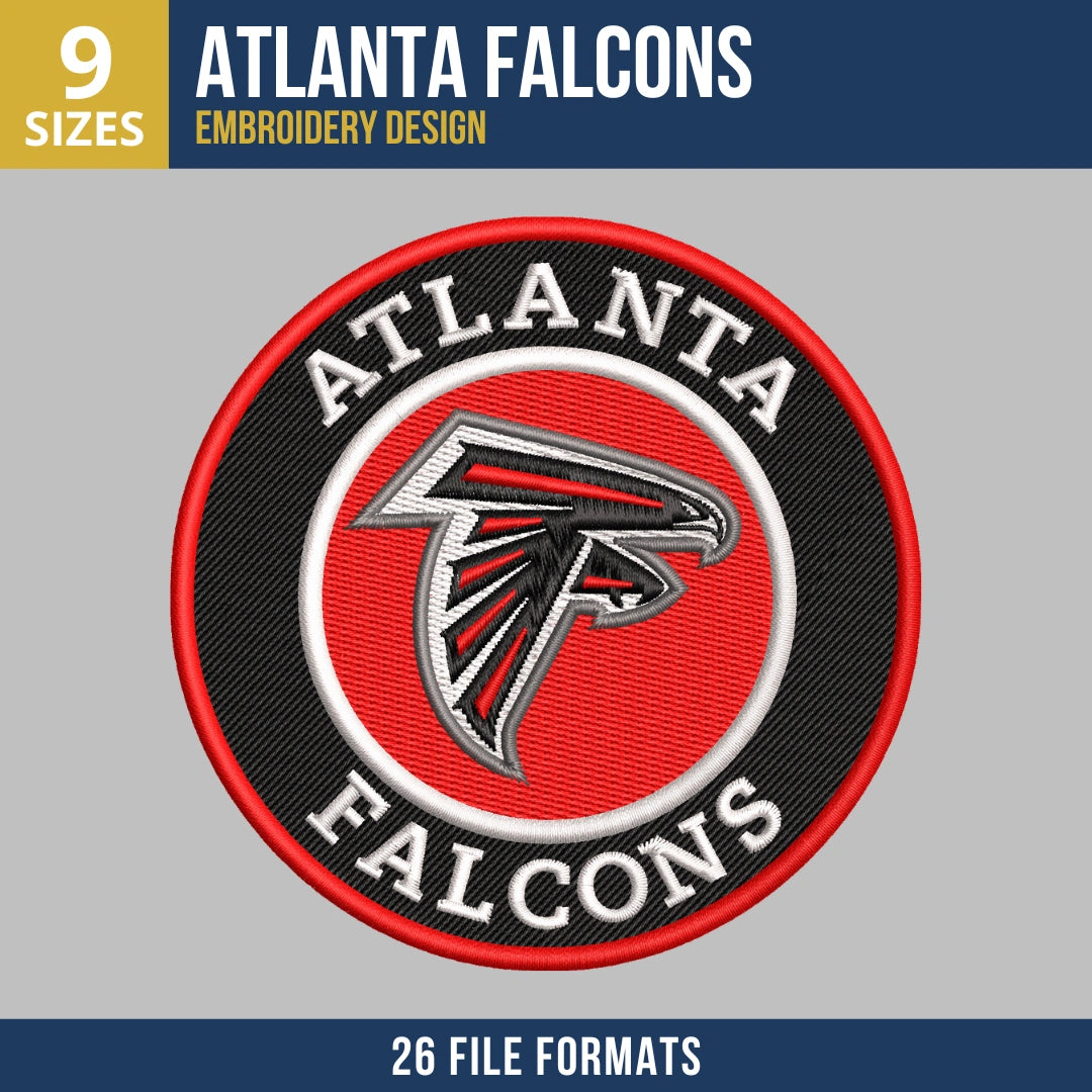 Atlanta Falcons Circle Badge Football Embroidery Design
