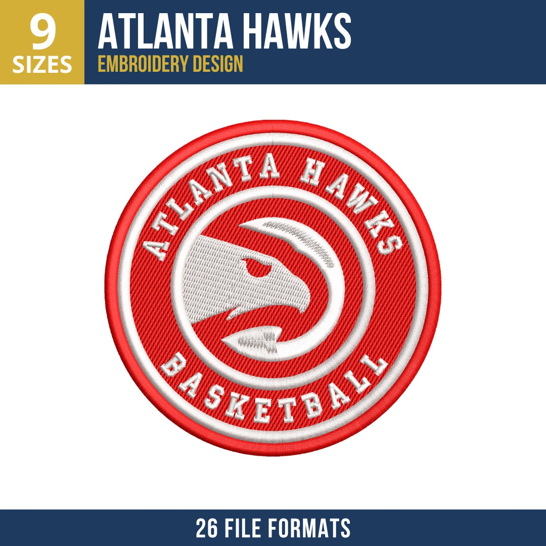 Atlanta Hawks Circular Logo Basketball Embroidery Design