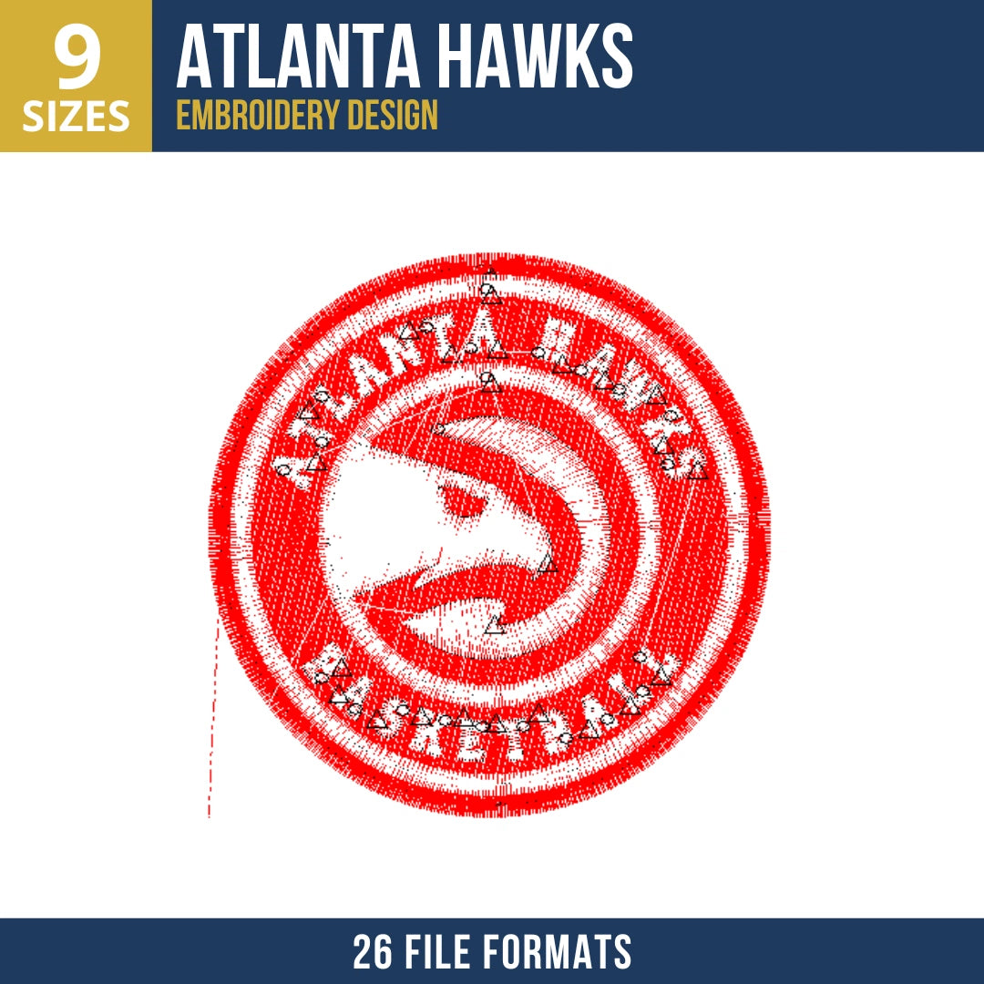Atlanta Hawks Circular Logo Basketball Embroidery Design
