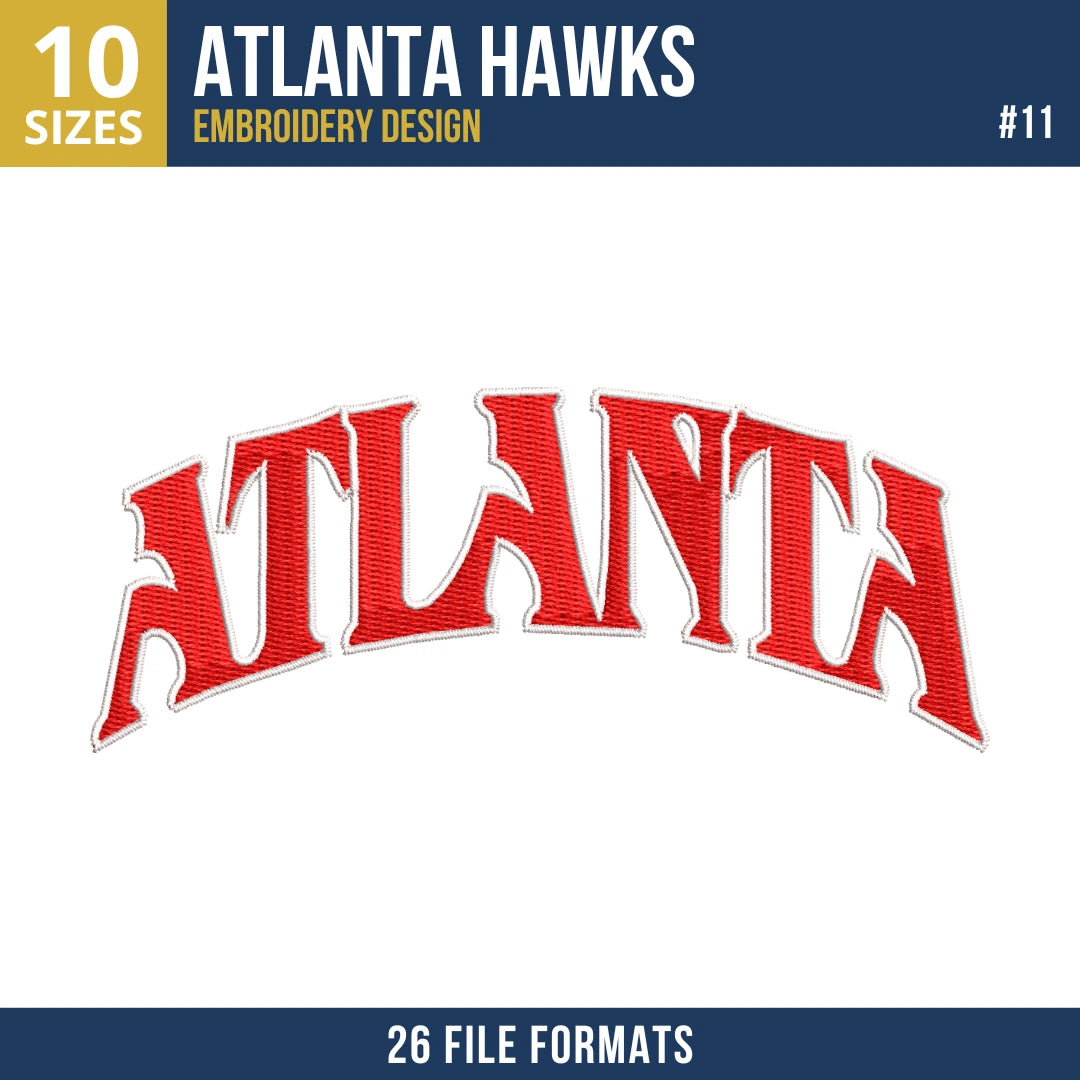 Atlanta Hawks Embroidery Bundle - 12 Machine Embroidery Designs