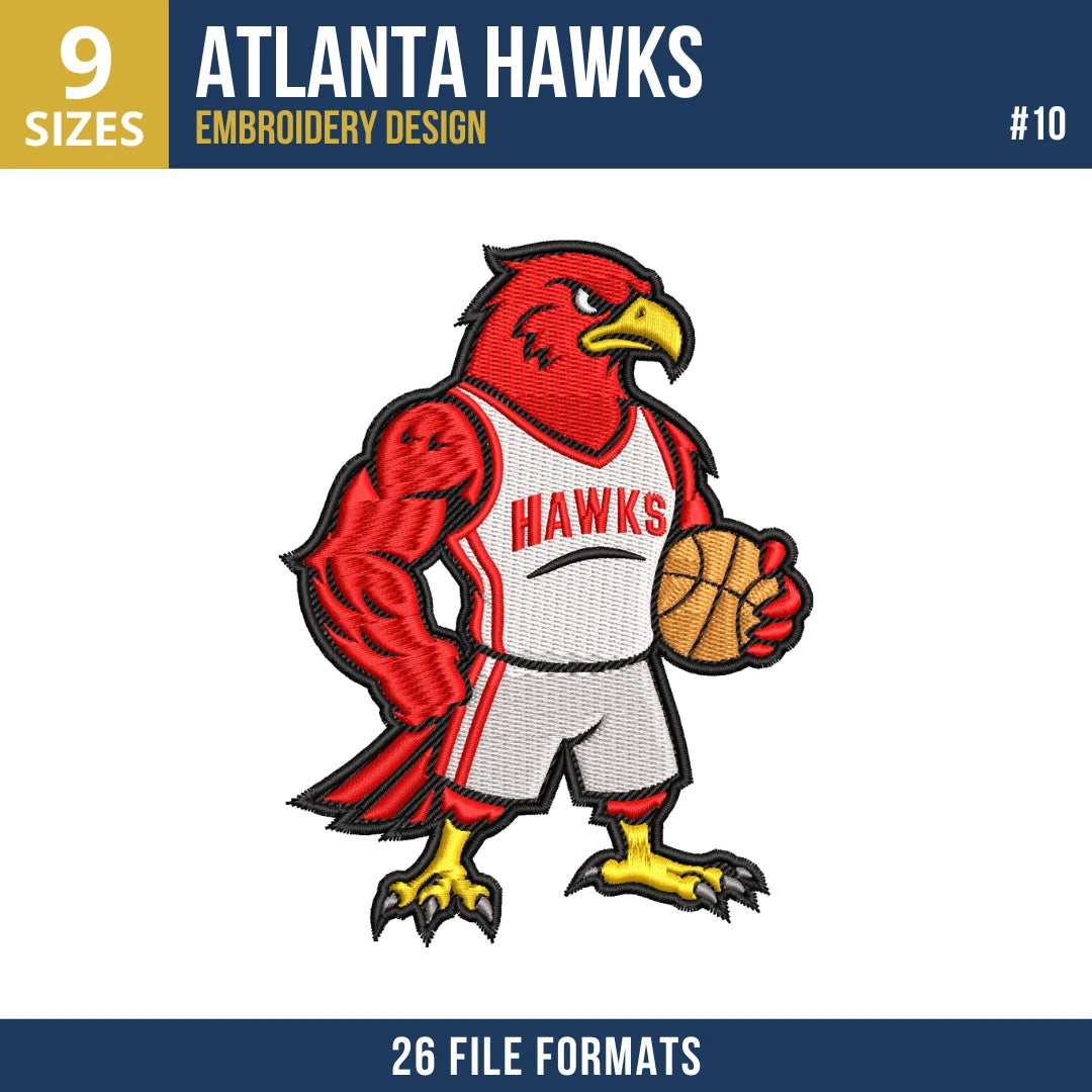 Atlanta Hawks Embroidery Bundle - 12 Machine Embroidery Designs