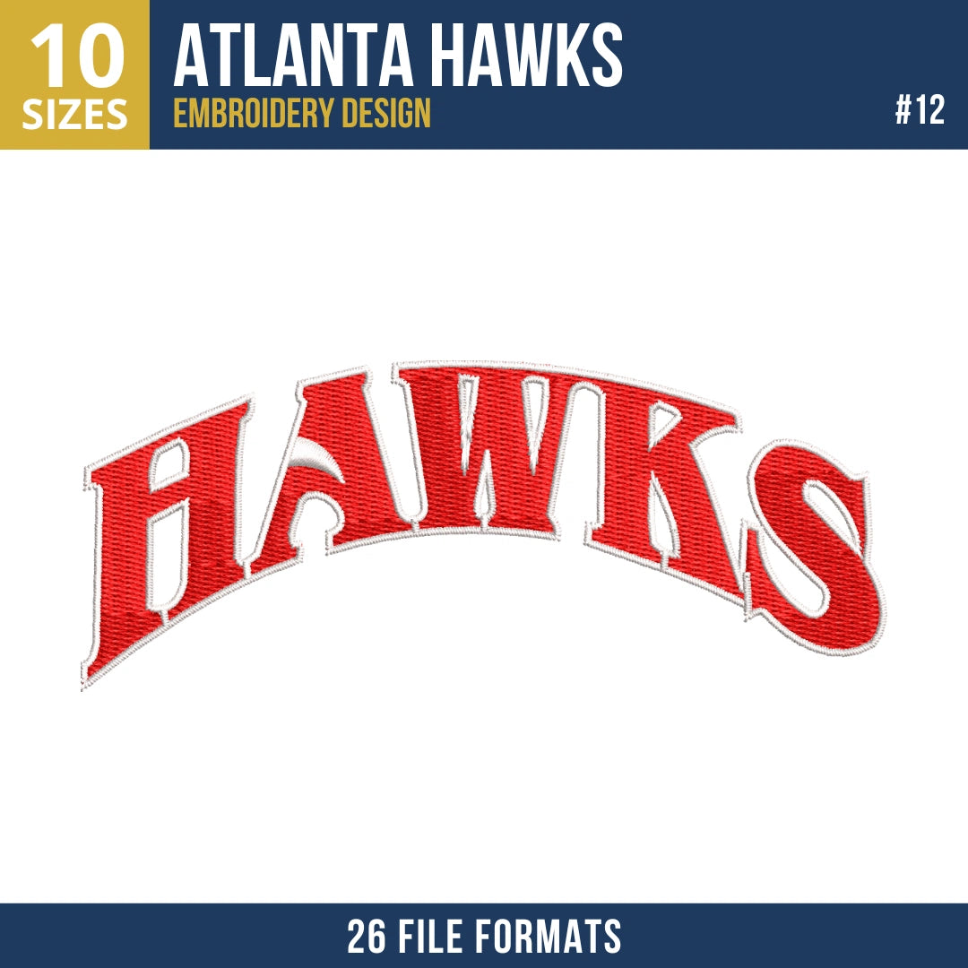 Atlanta Hawks Embroidery Bundle - 12 Machine Embroidery Designs