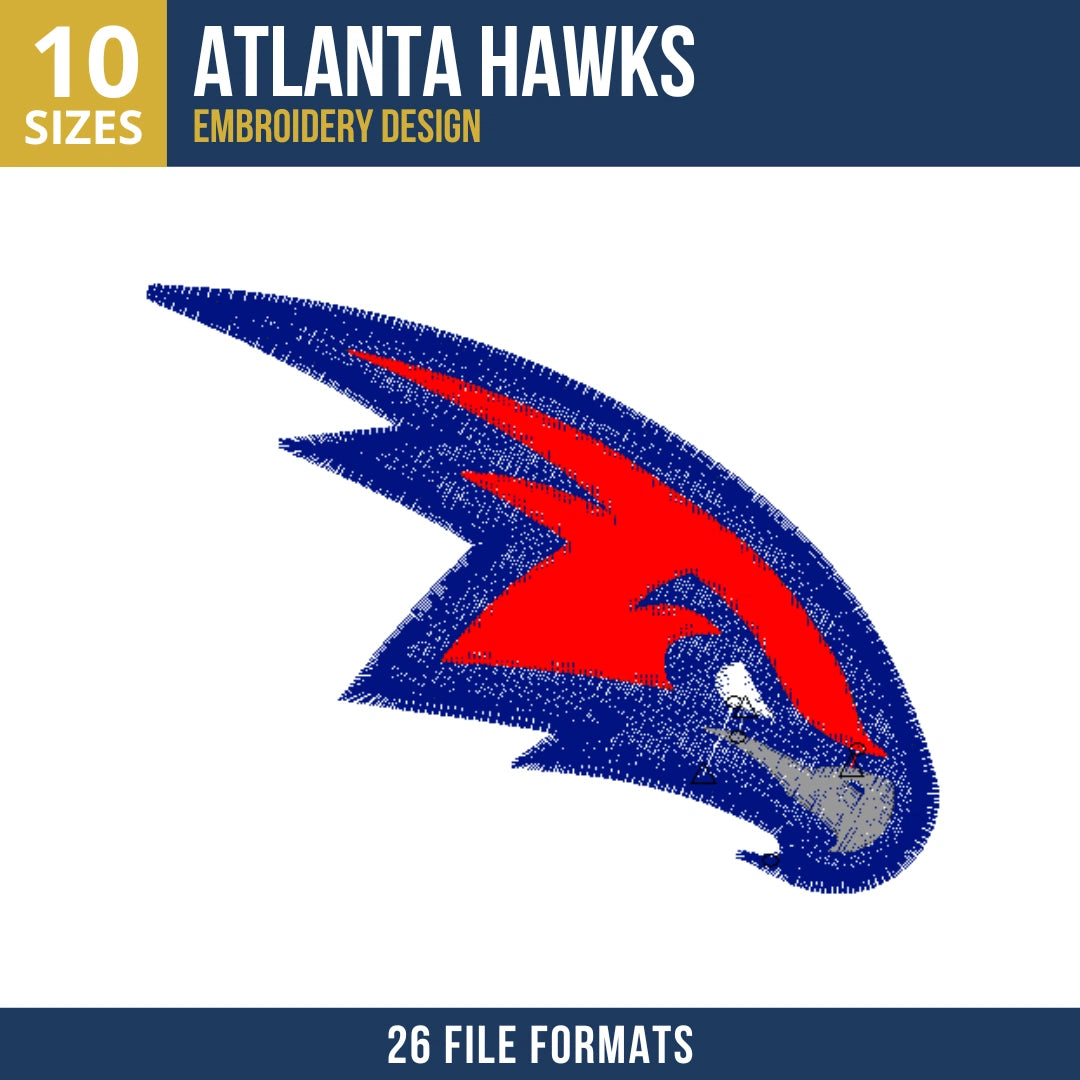 Atlanta Hawks Angular Hawk Head Embroidery Design