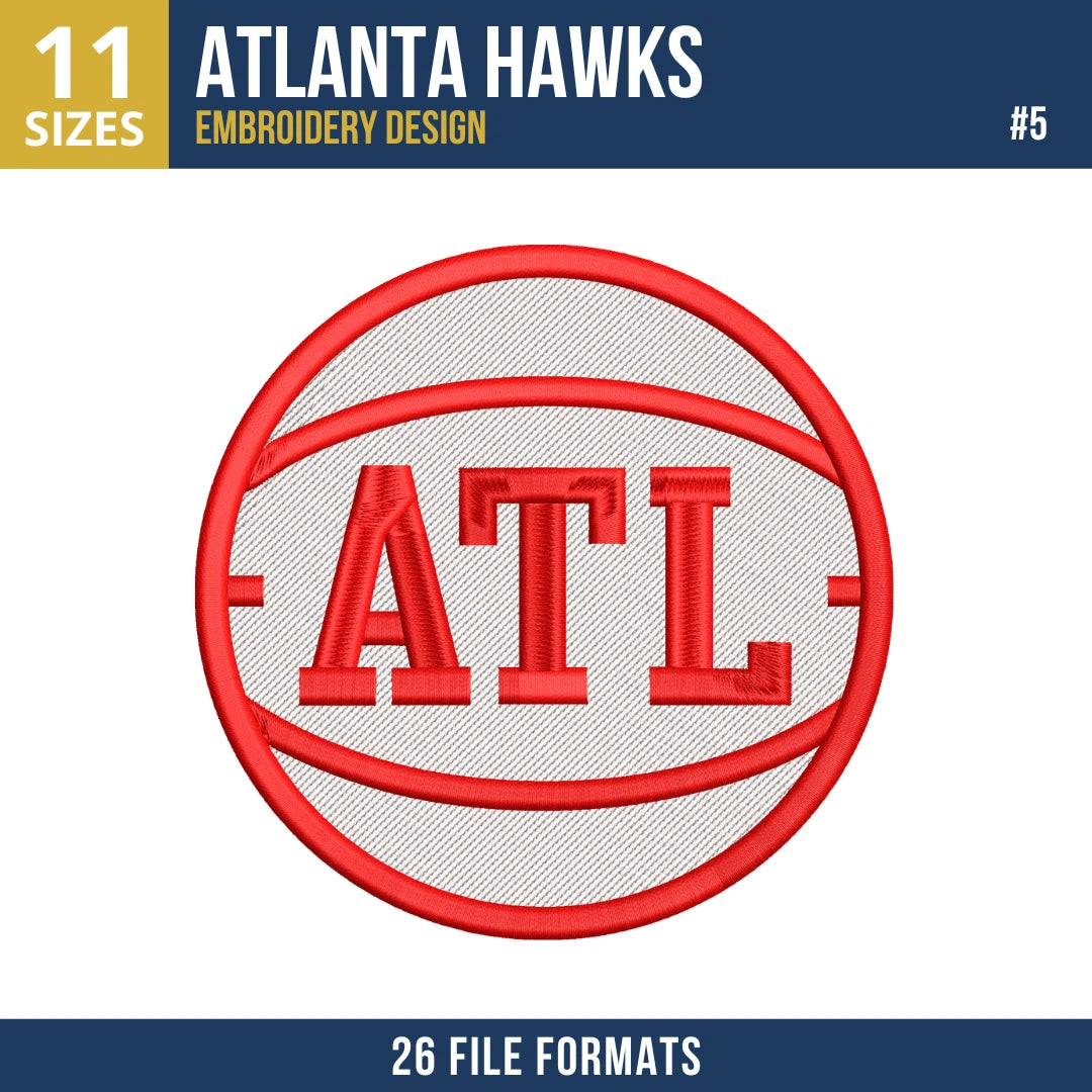 Atlanta Hawks Embroidery Bundle - 12 Machine Embroidery Designs