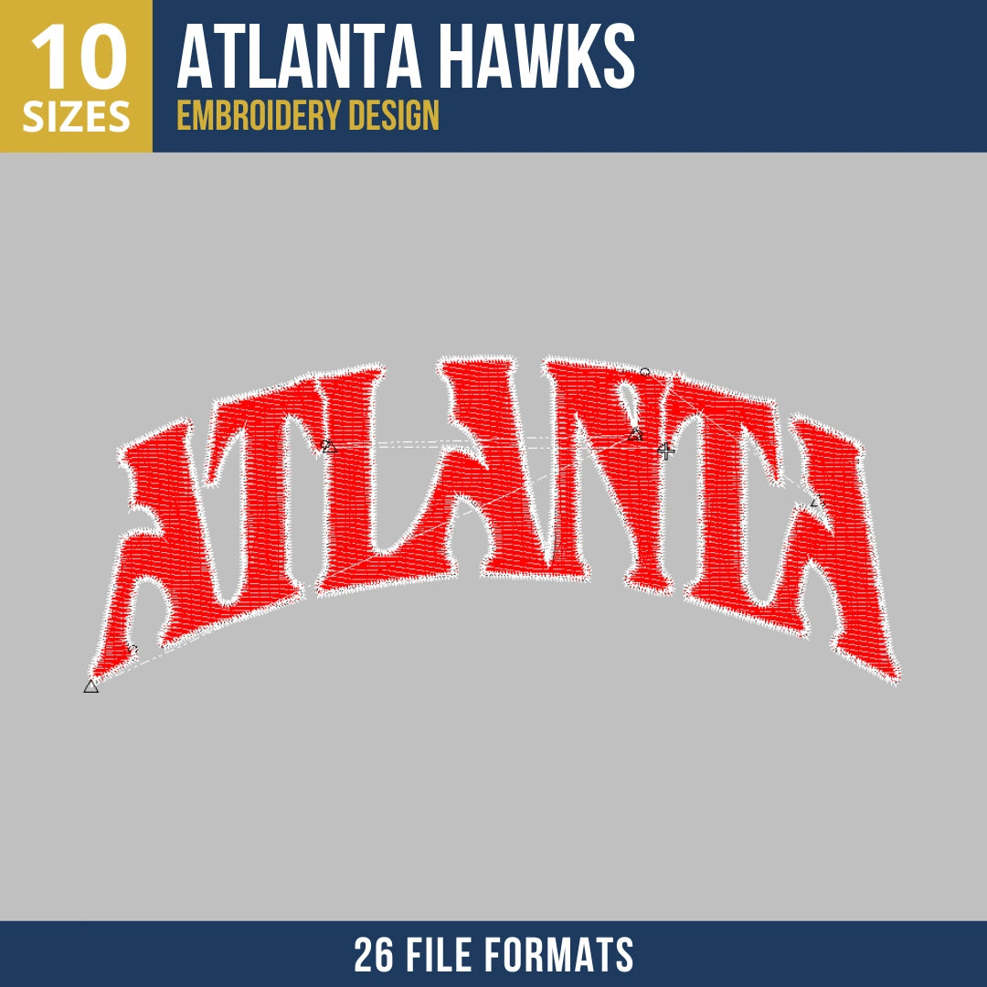 Atlanta Hawks Arched Atlanta Wordmark Embroidery Design