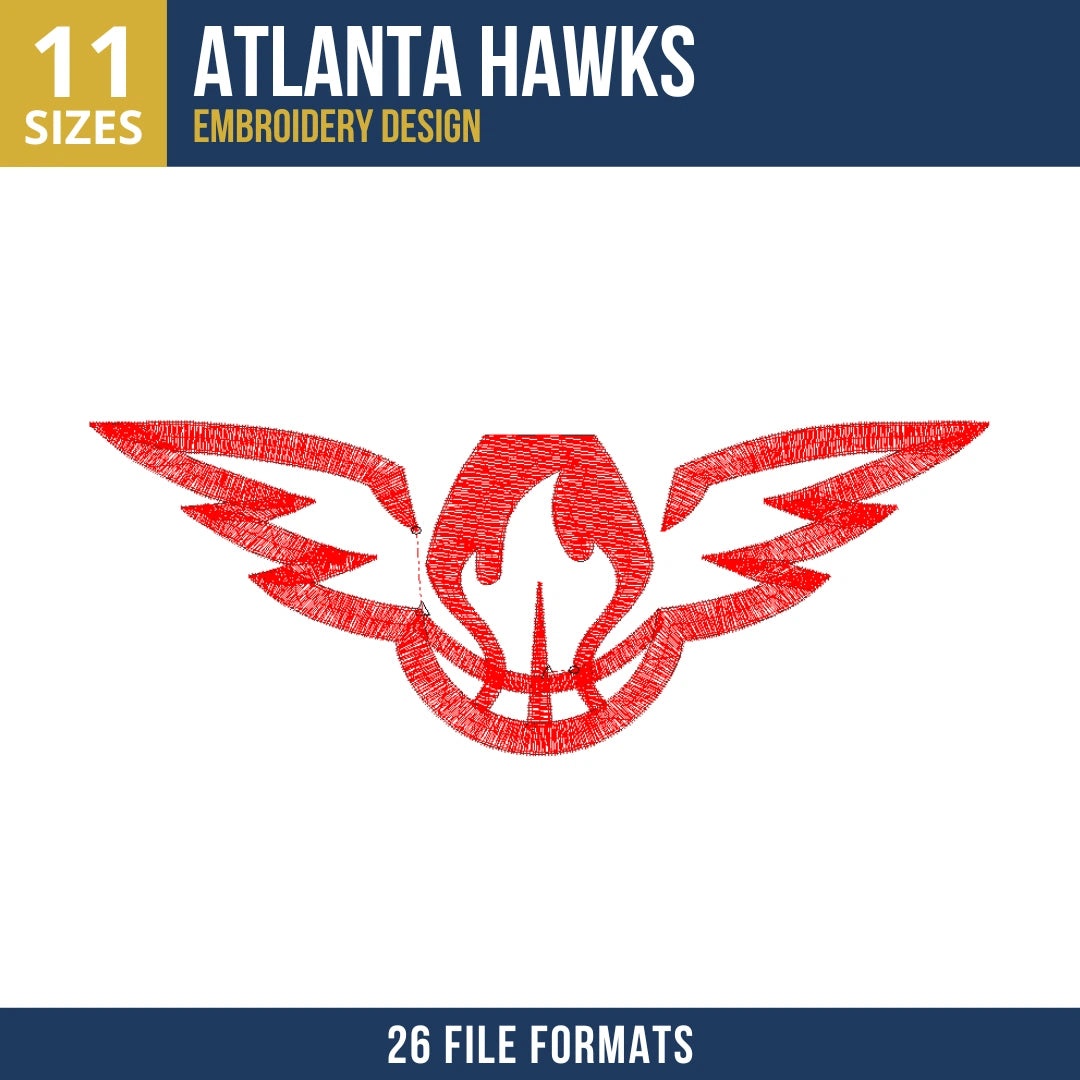 Atlanta Hawks Winged Flame Emblem Embroidery Design