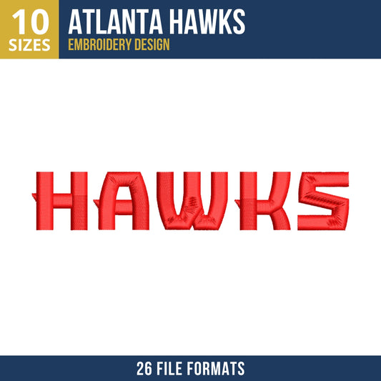 Atlanta Hawks Wordmark Embroidery Design