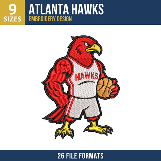 Atlanta Hawks Standing Mascot Embroidery Design