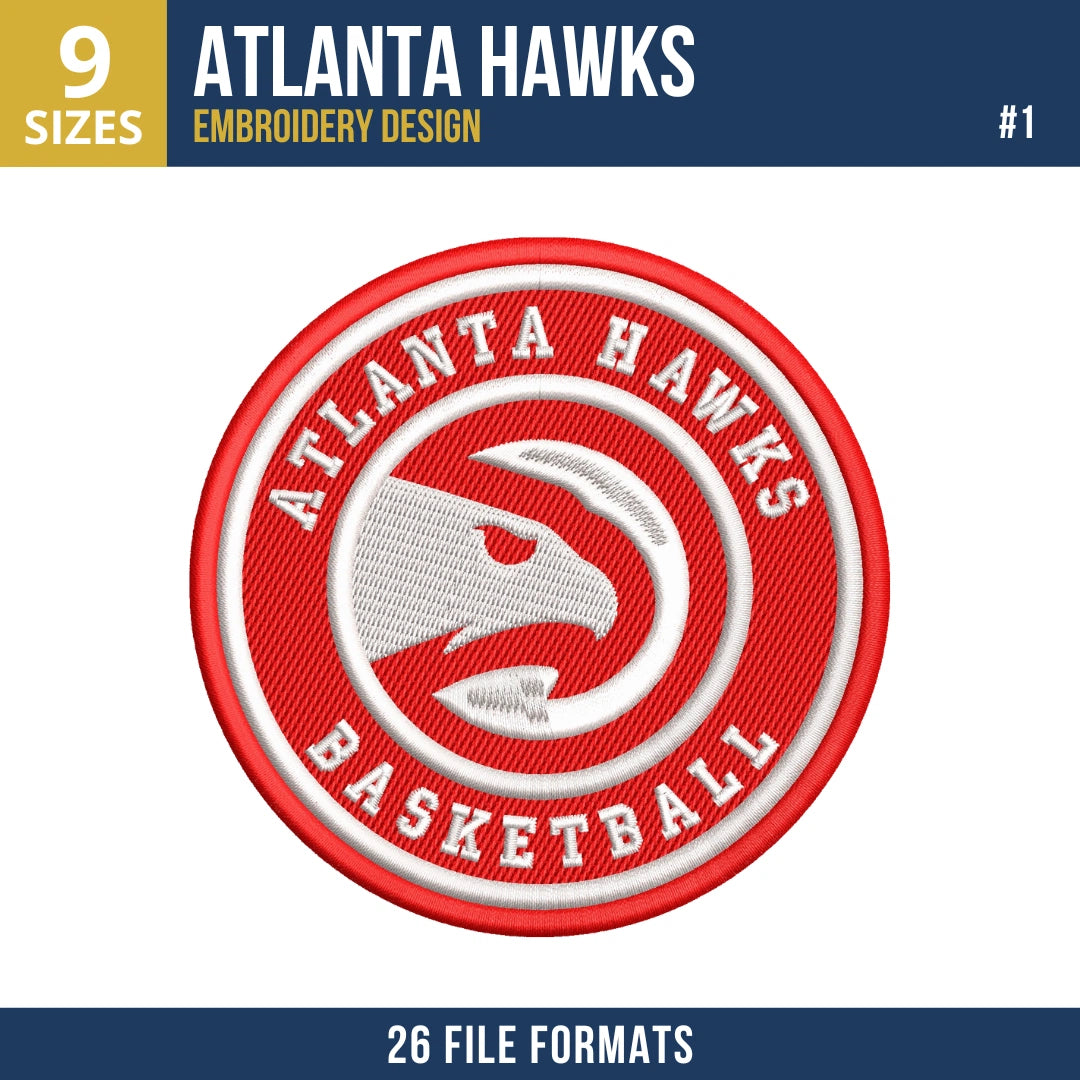 Atlanta Hawks Embroidery Bundle - 12 Machine Embroidery Designs