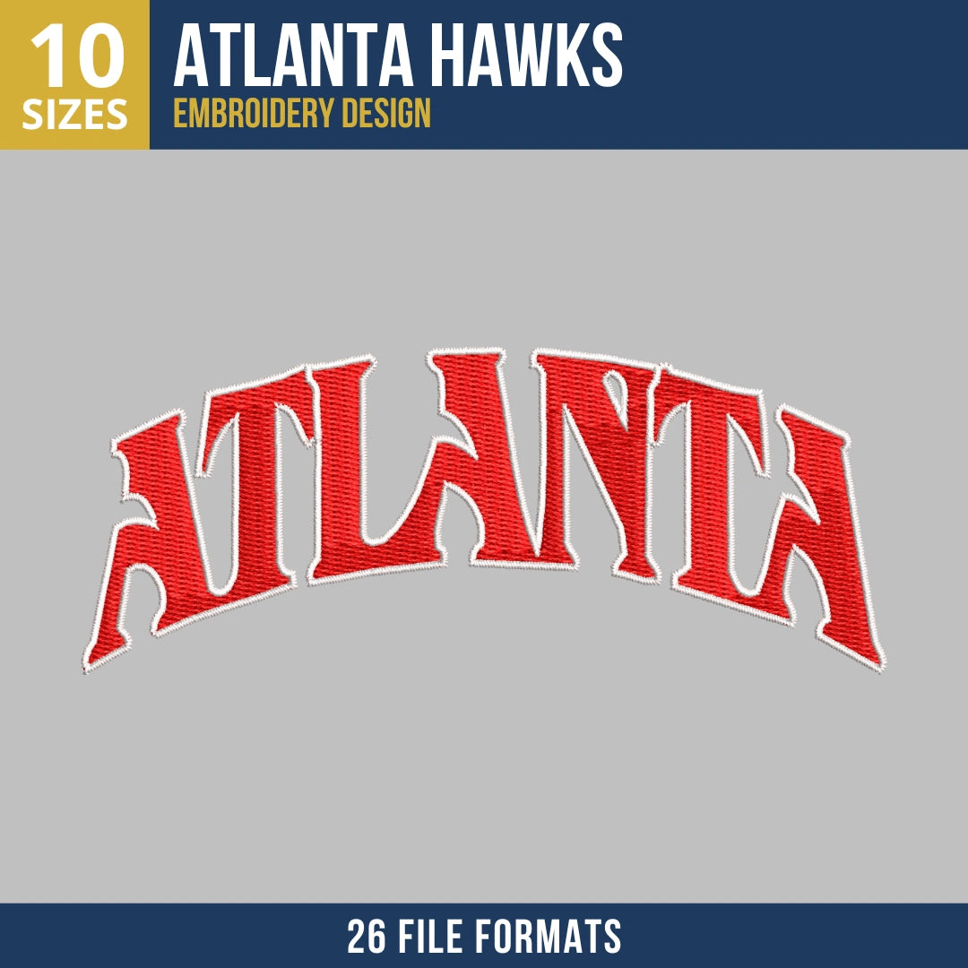 Atlanta Hawks Arched Atlanta Wordmark Embroidery Design