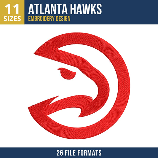 Atlanta Hawks Minimalist Hawk Head Embroidery Design