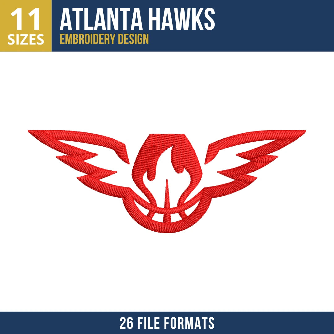 Atlanta Hawks Winged Flame Emblem Embroidery Design