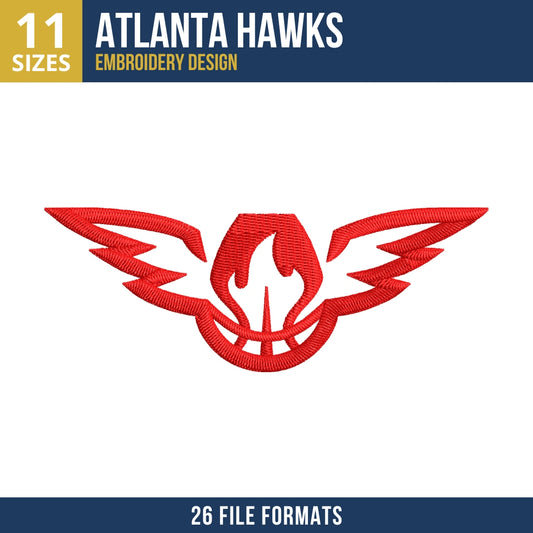 Atlanta Hawks Winged Flame Emblem Embroidery Design