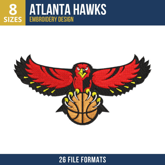Atlanta Hawks Full Wingspan Hawk Embroidery Design