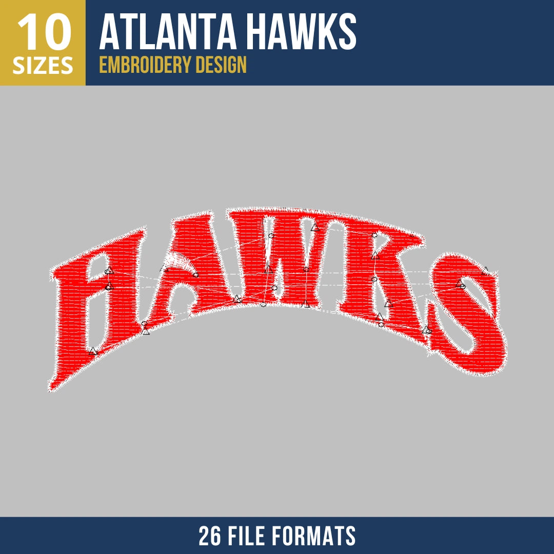 Atlanta Hawks Arched Hawks Wordmark Embroidery Design
